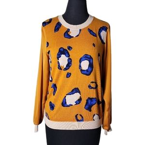 3.1 Phillip Lim for Target leopard print top small mustard yellow blue crew neck